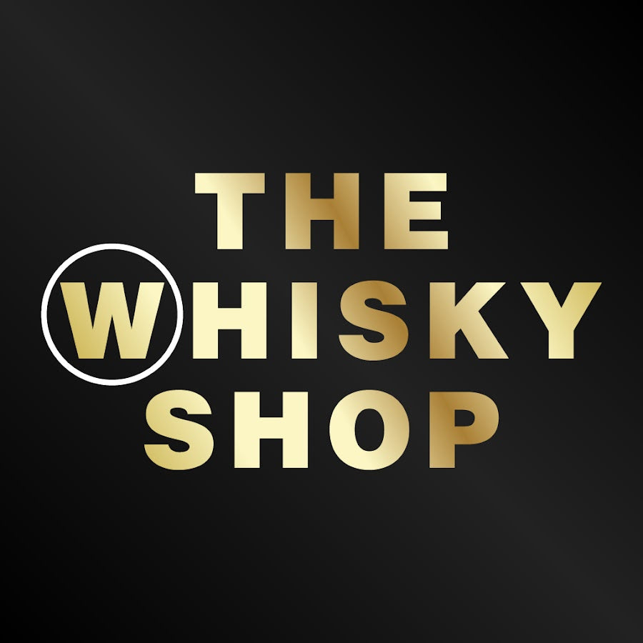 The Whisky Shop logo with gold lettering on black background